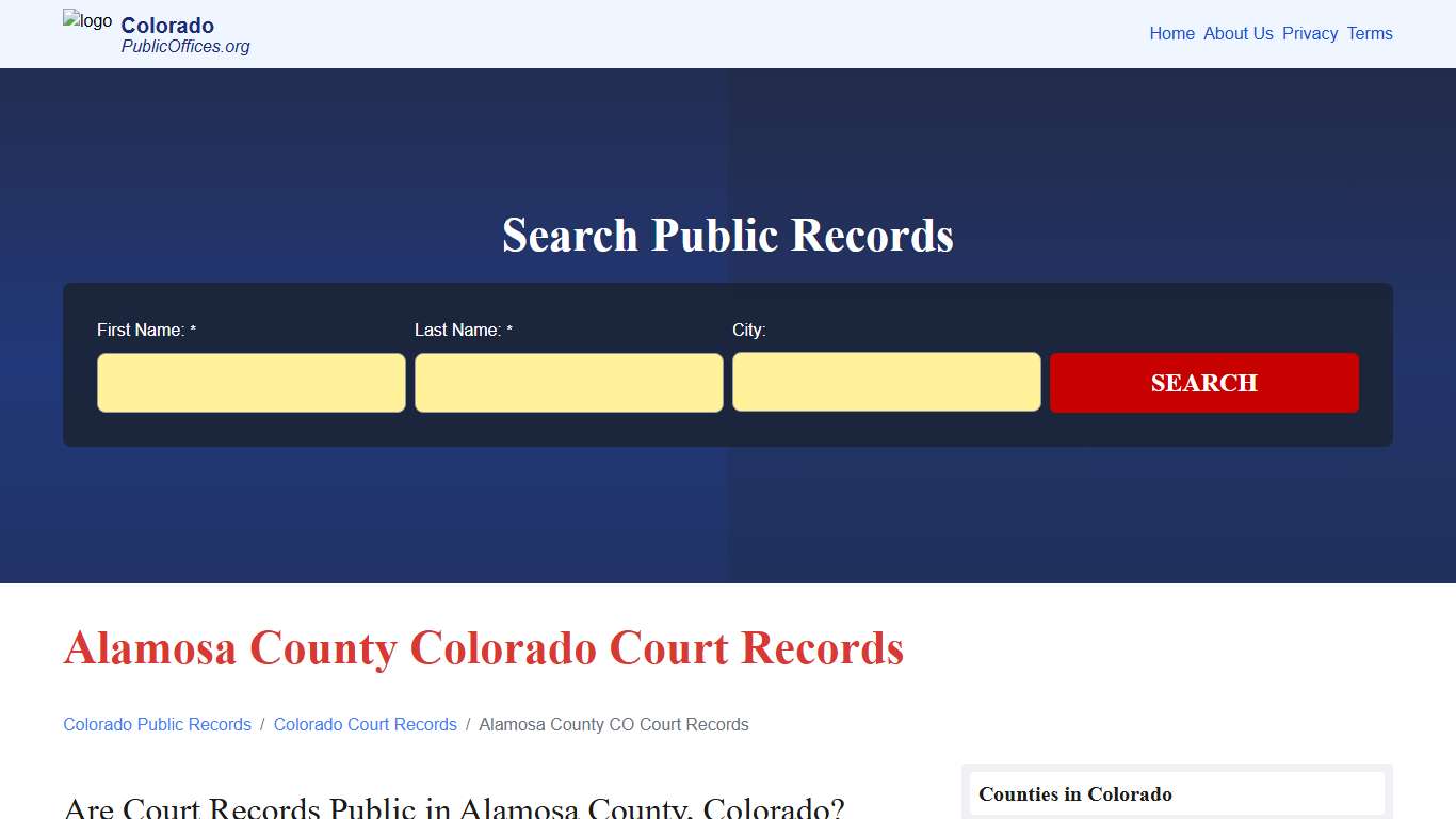 Alamosa County, CO Court Records Search – PublicOffices.org