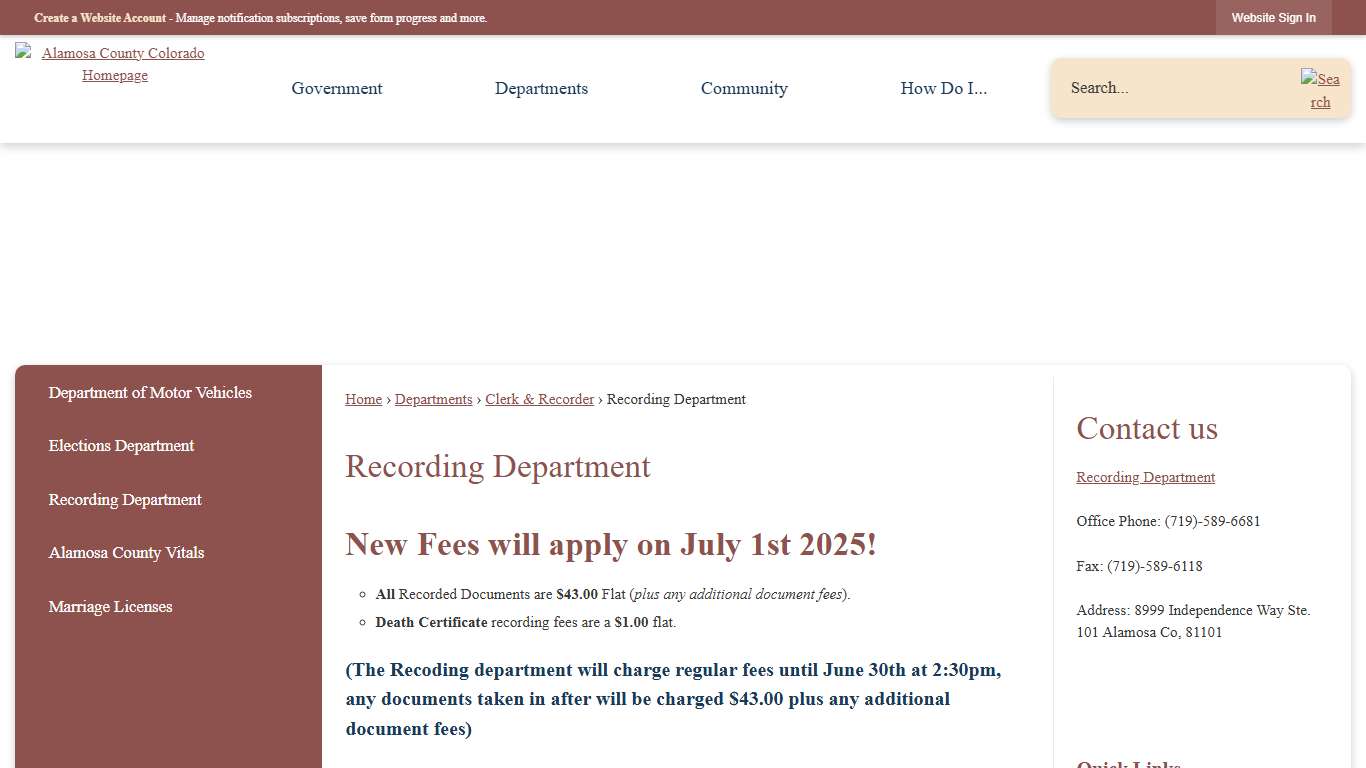 Recording Department | Alamosa County, CO